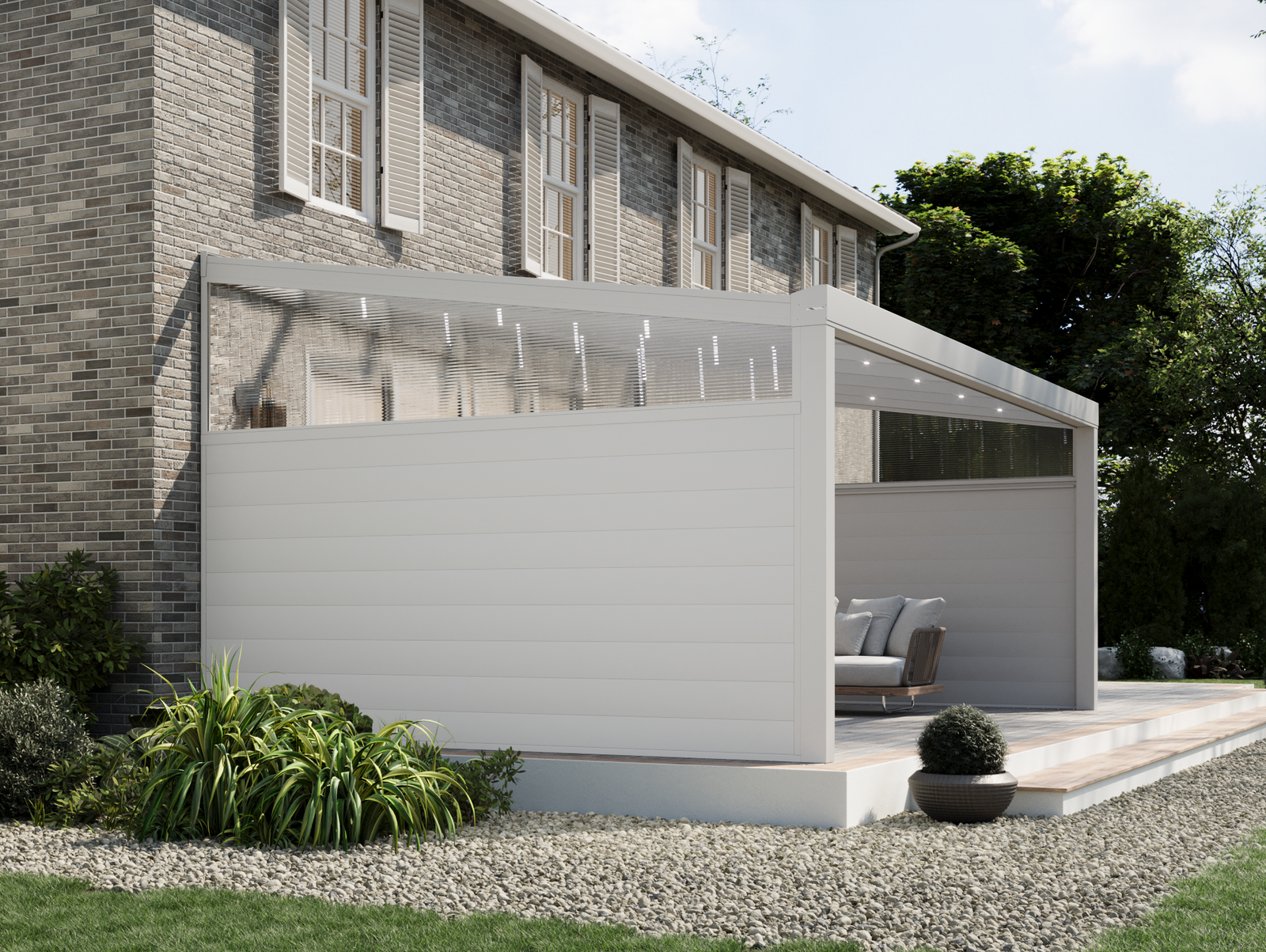 Tuinkamer met hellend dak